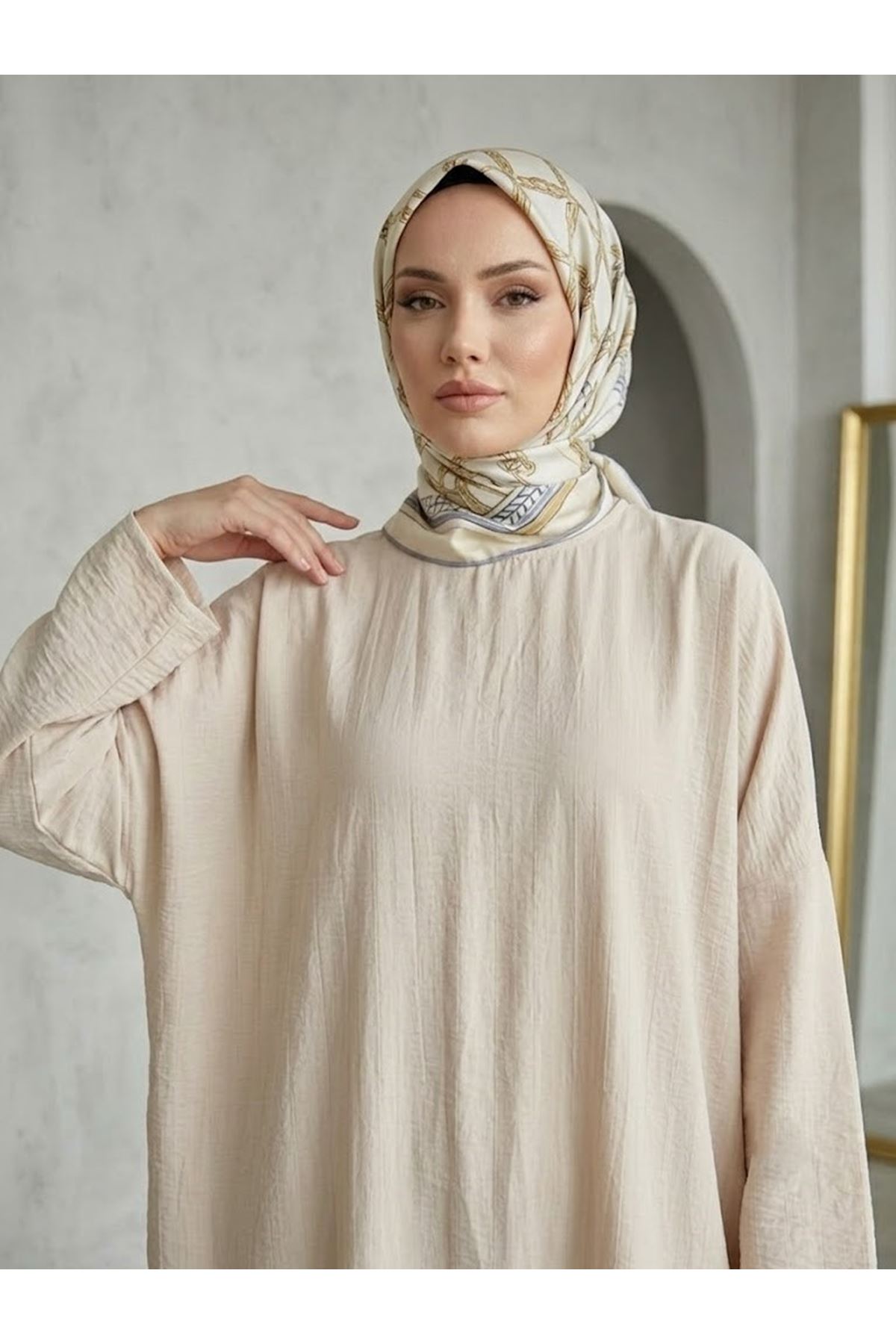 ELB04159-TAŞ Reklan Kol Çilek Elbise-Taş