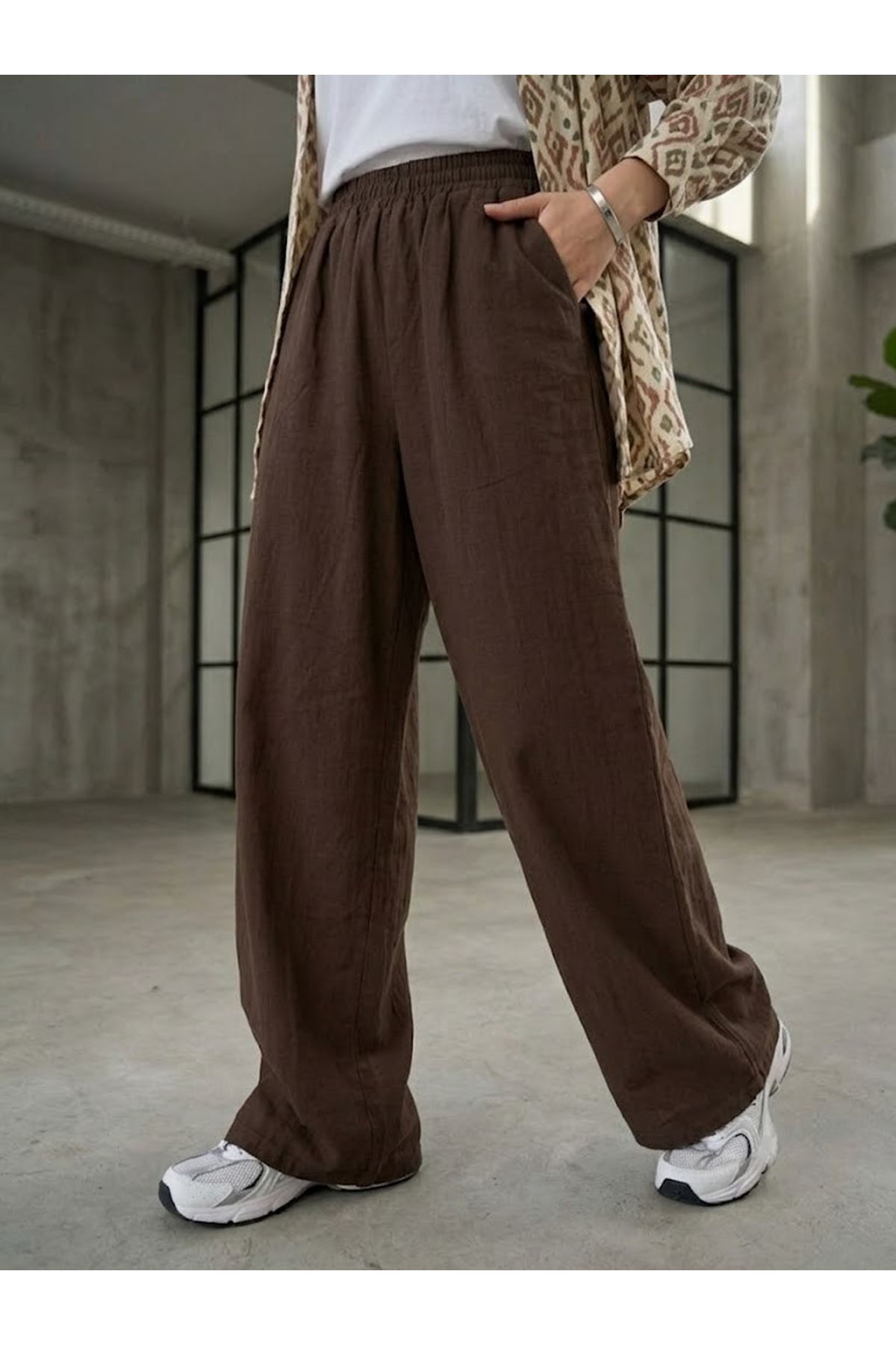 PNT01572-KHV Cepli Yıkamalı Pantolon-Kahve