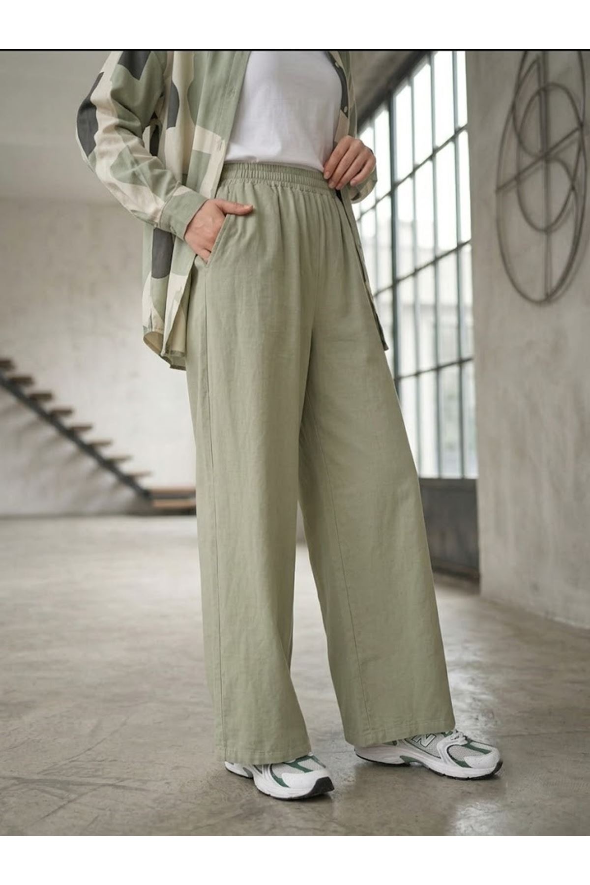 PNT01572-MNT Cepli Yıkamalı Pantolon-Mint