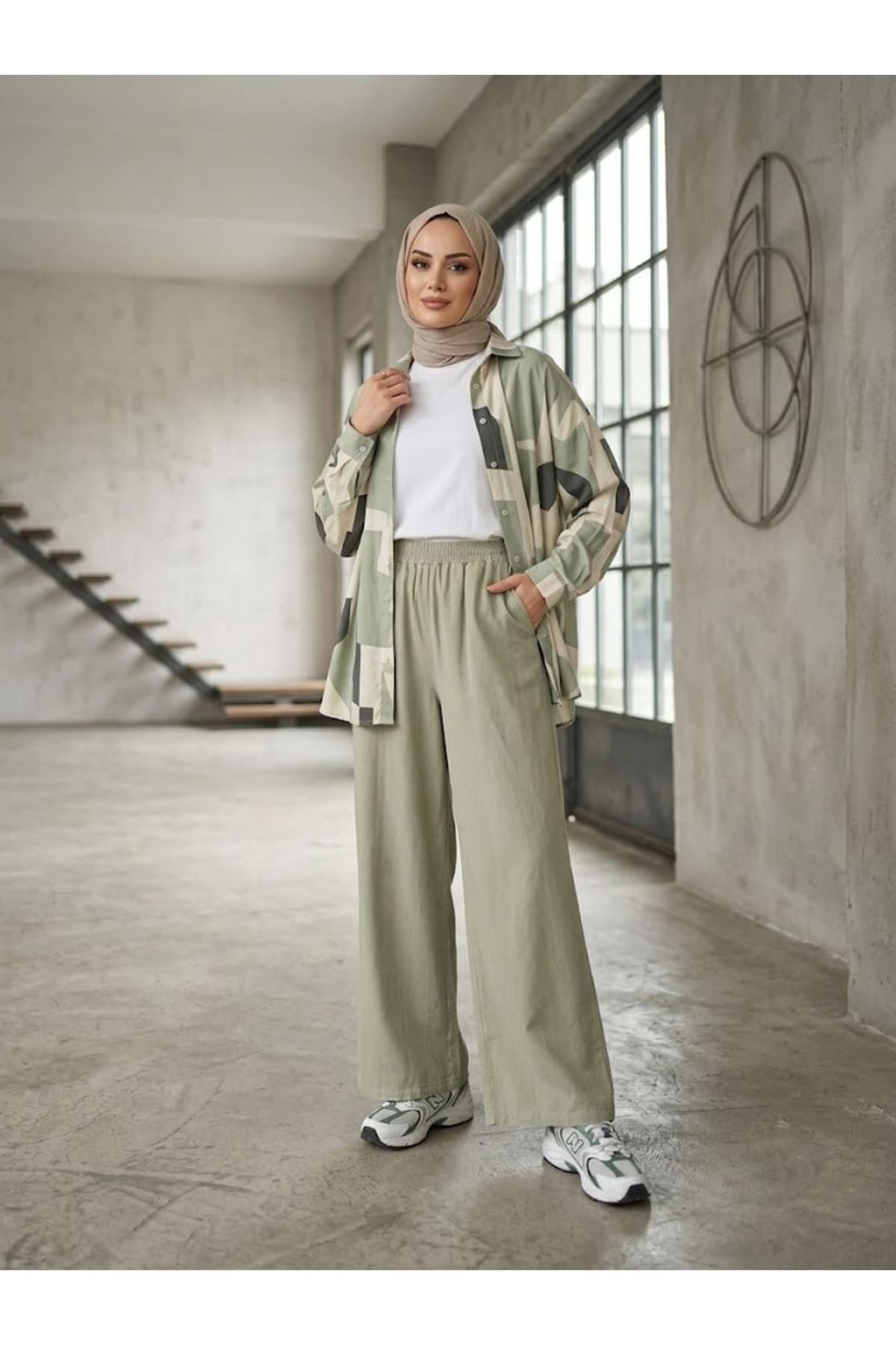 PNT01572-MNT Cepli Yıkamalı Pantolon-Mint