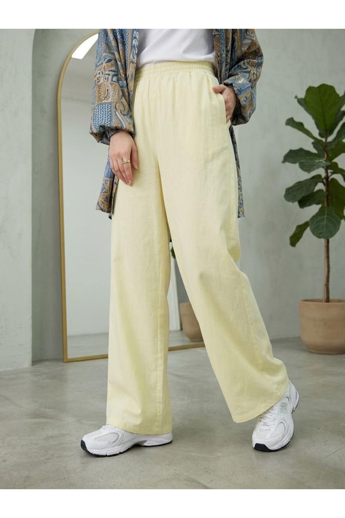 PNT01572-SRI Cepli Yıkamalı Pantolon-Sarı