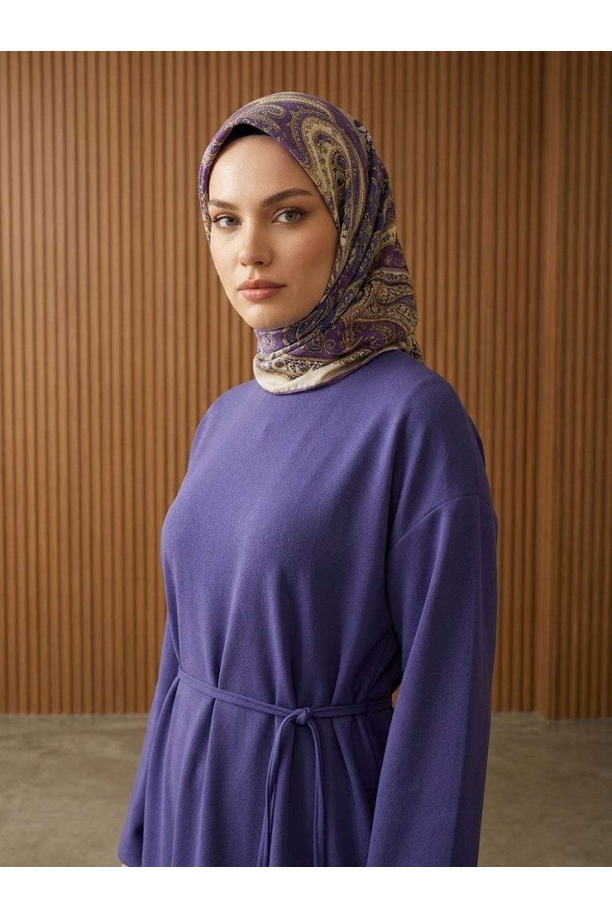 ELB04156-LİL Kupra Elbise-Lila
