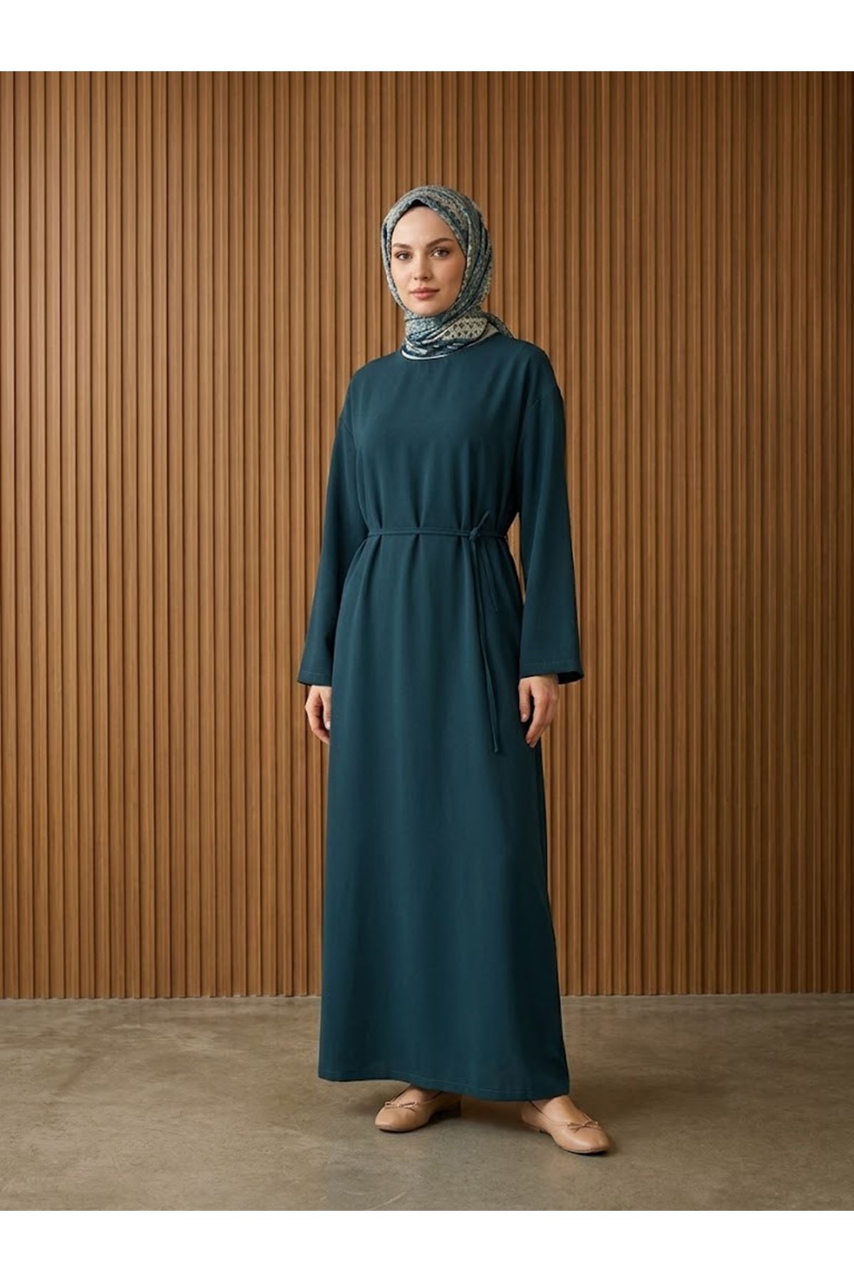 ELB04156-ZMR Kupra Elbise-Zümrüt Yeşili