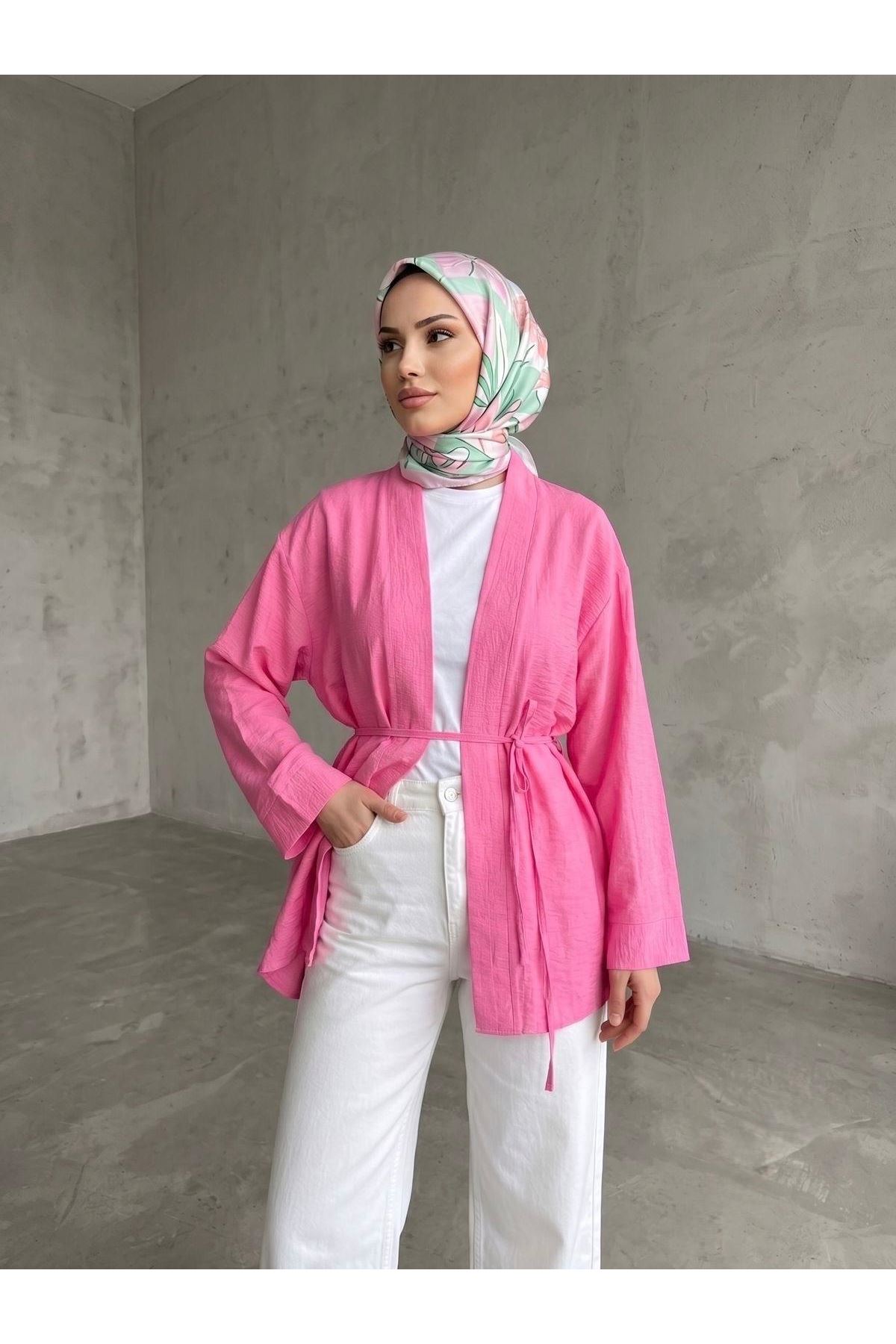 HIR02444-FUŞ Çilek Hırka-Fuşya