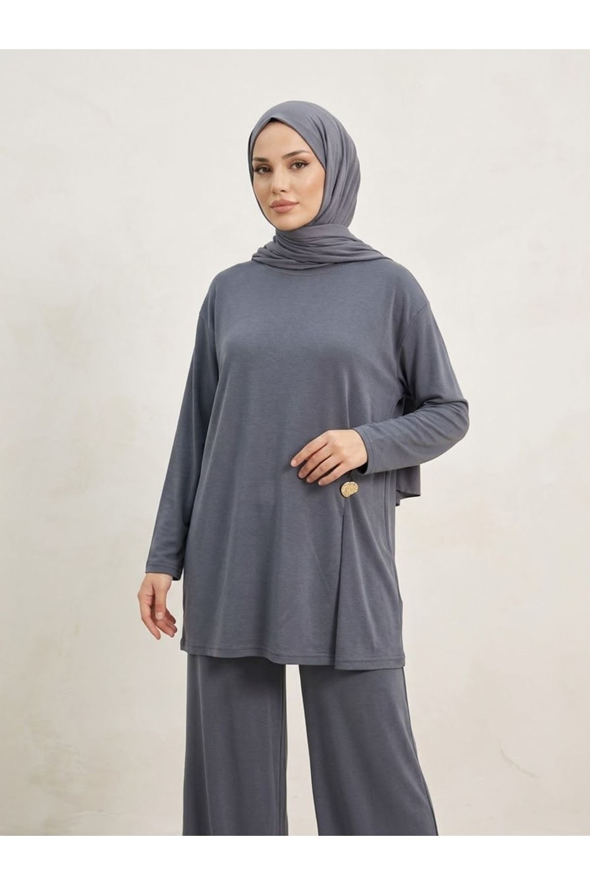PİT00532-ANT Broş Detay Pantolonlu Takım-Antrasit