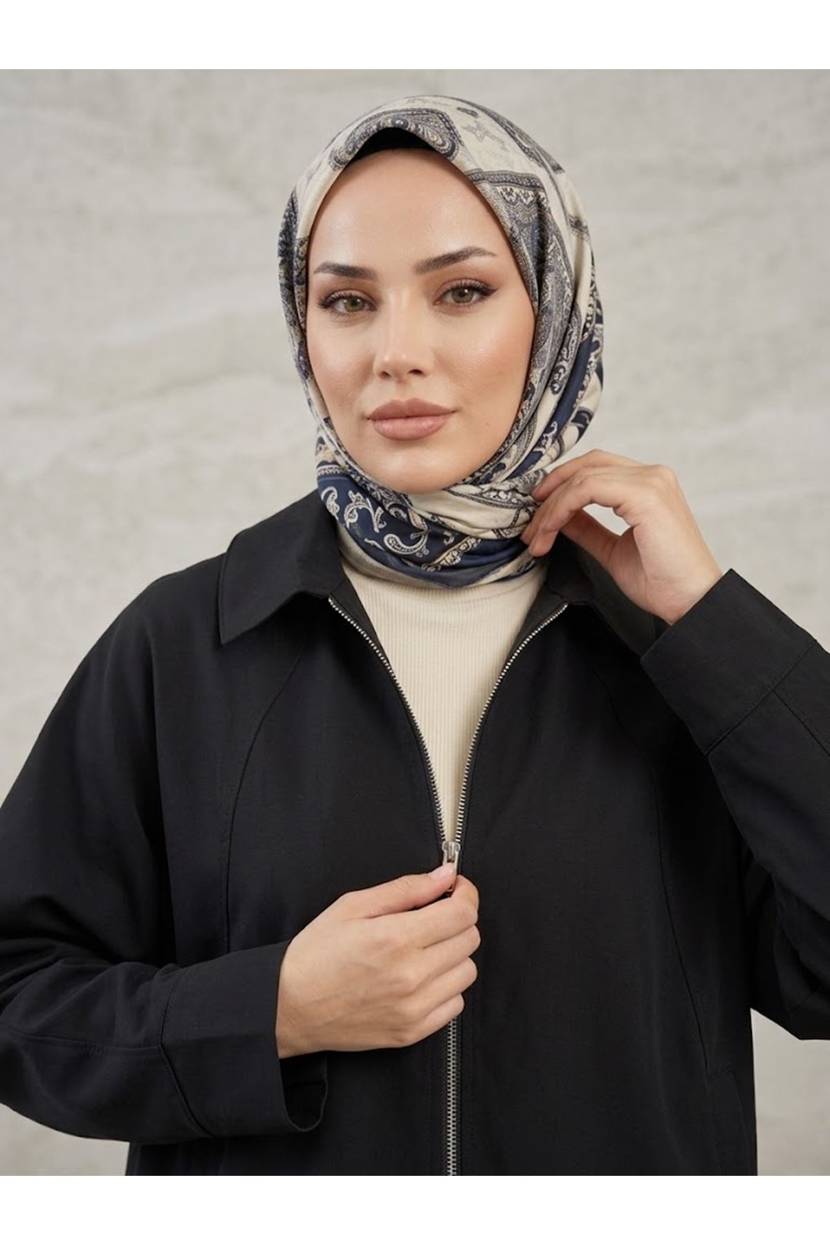 CKT01793-SYH Fermuarlı Cepli Panço-Siyah