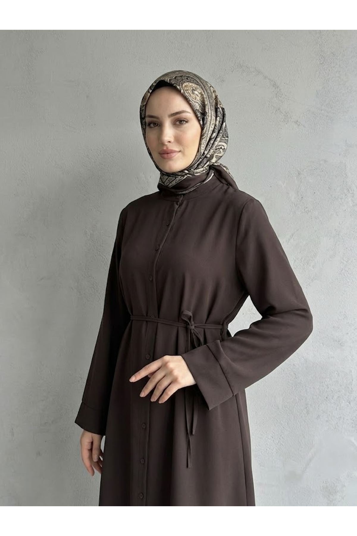 PİT00536-KHV Takma Manşet Hakim Yaka Takım-Kahve
