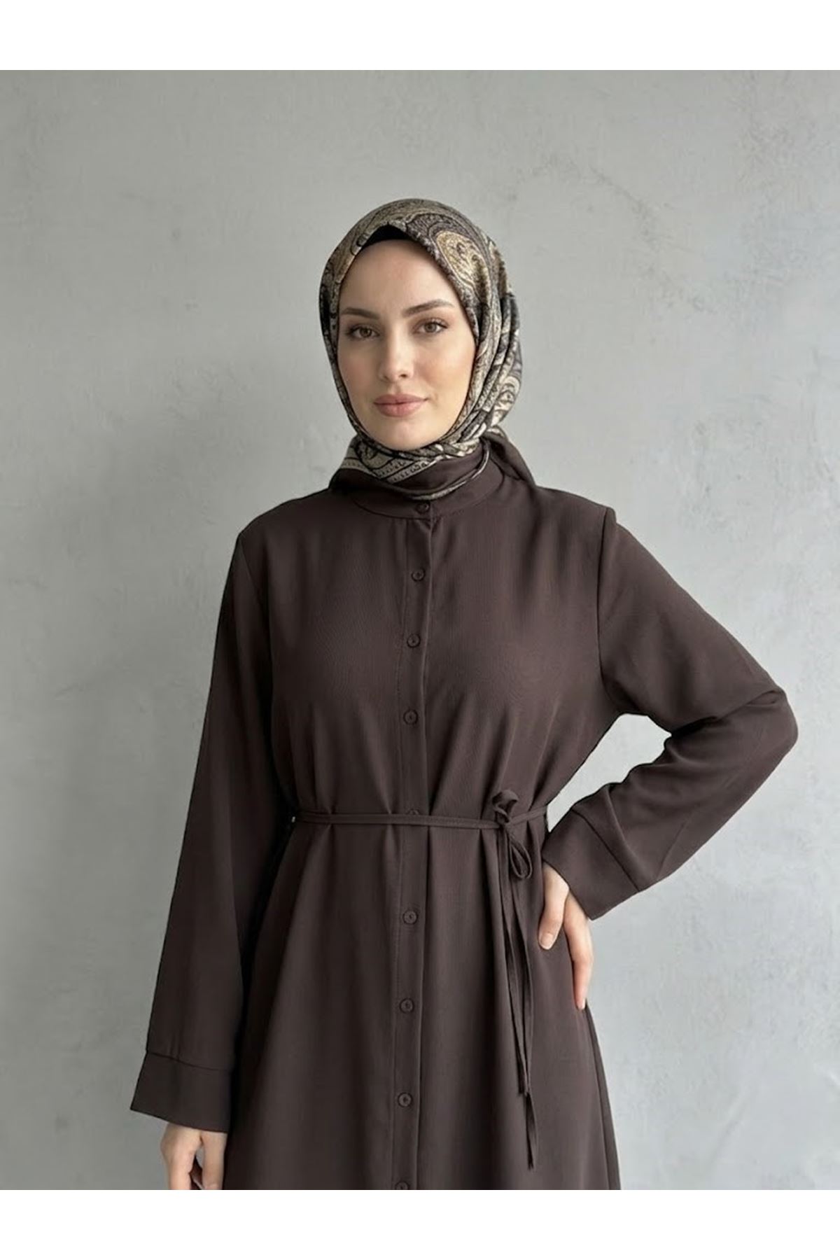 PİT00536-KHV Takma Manşet Hakim Yaka Takım-Kahve
