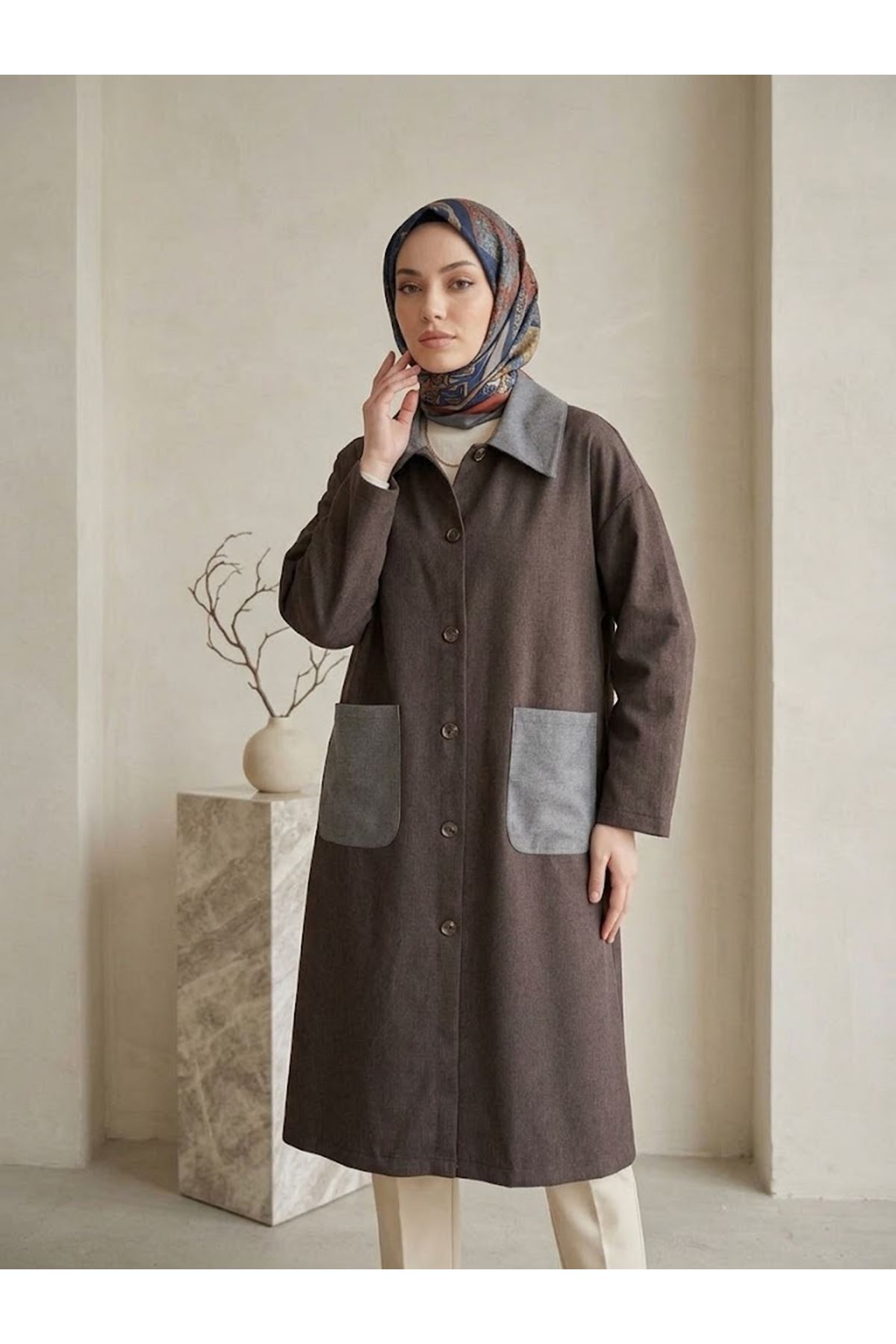 CKT01796-KHV Cep  Detay Asos Ceket-Kahve
