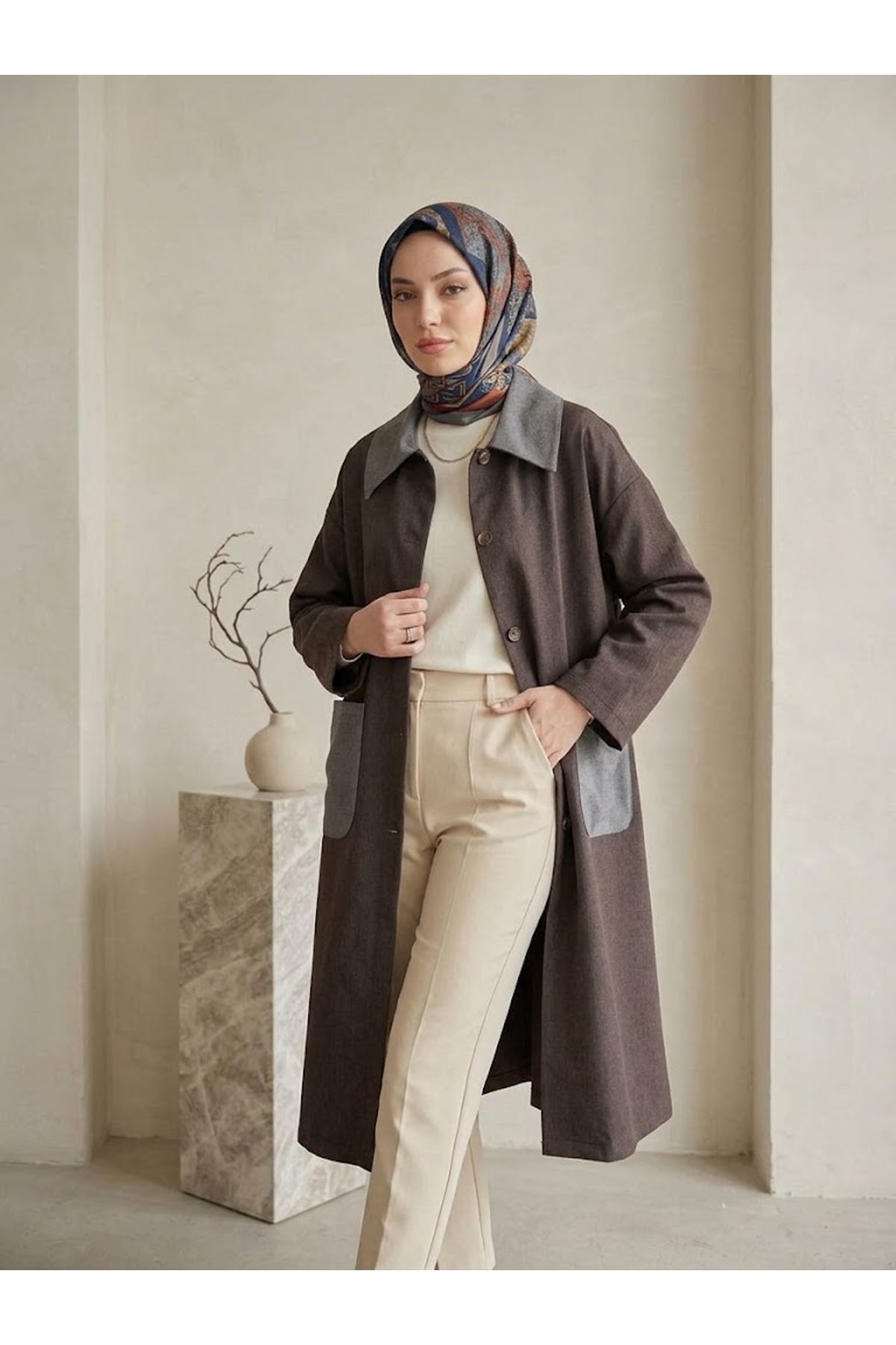 CKT01796-KHV Cep  Detay Asos Ceket-Kahve