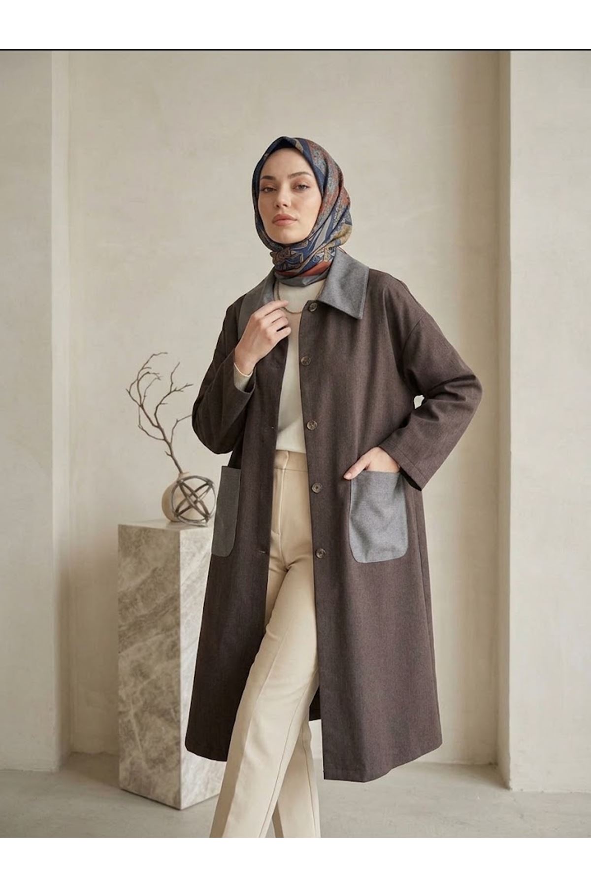 CKT01796-KHV Cep  Detay Asos Ceket-Kahve