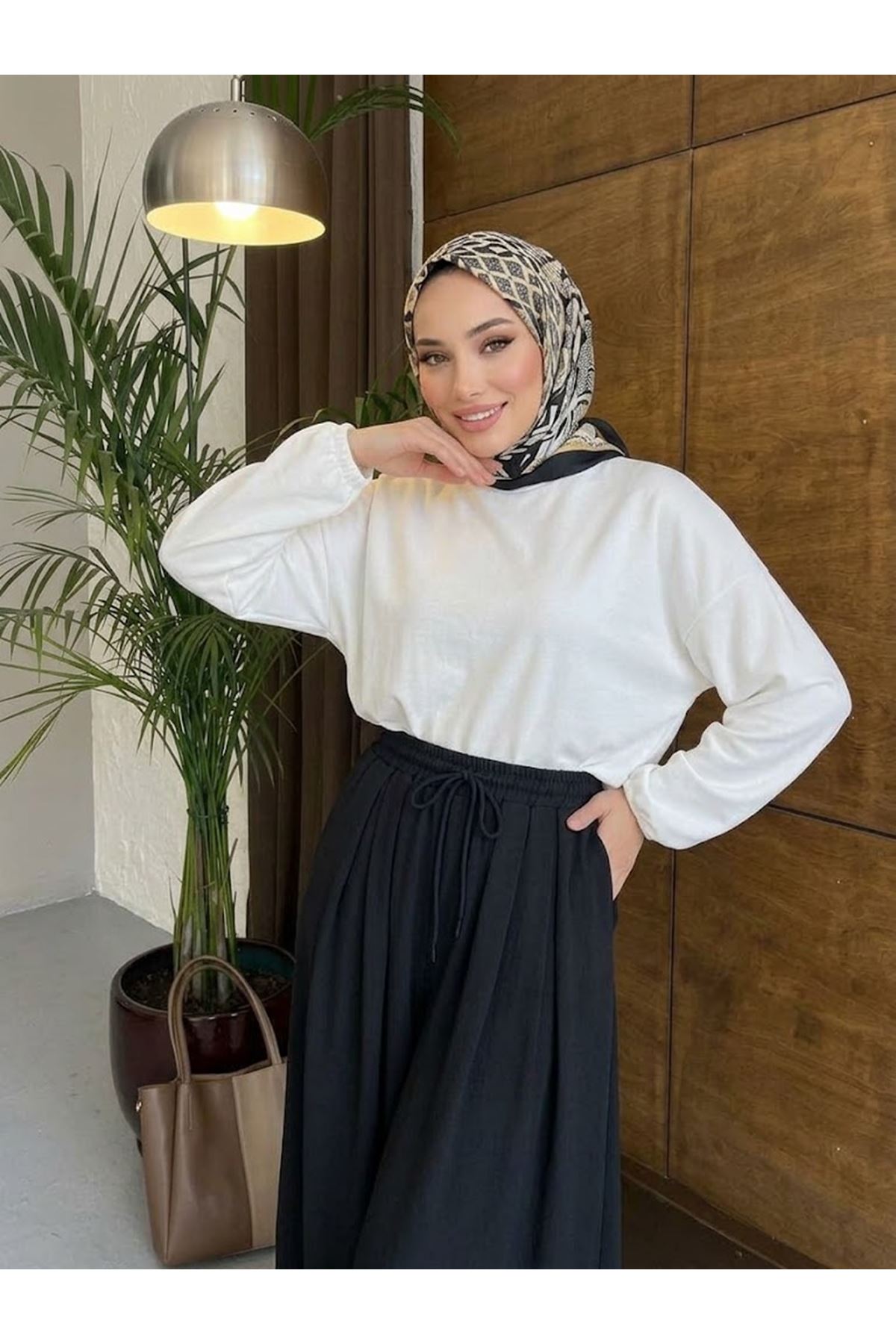 PNT01578-SYH Bel Lastik Pileli Pantolon-Siyah