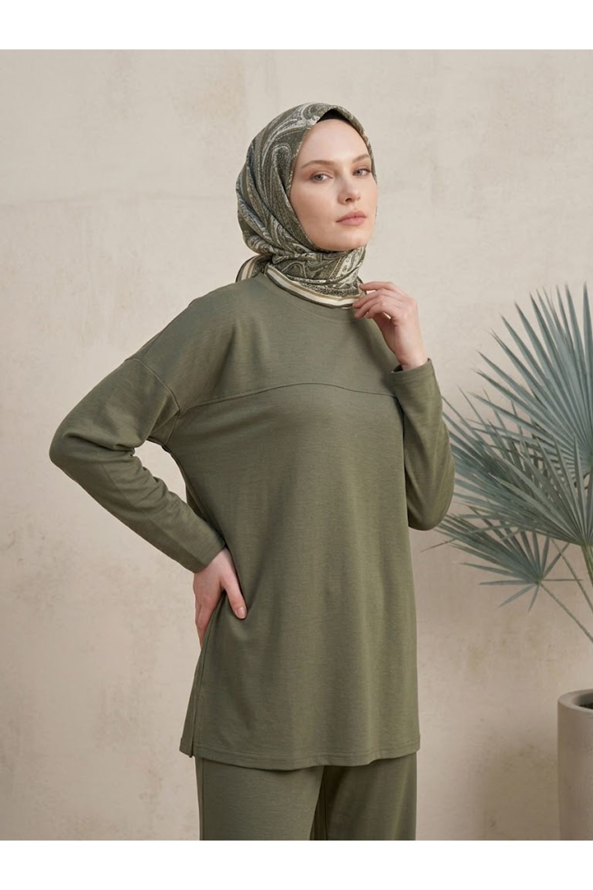 PİT00544-HKİ Roba Detay Pantolonlu Takım-Haki