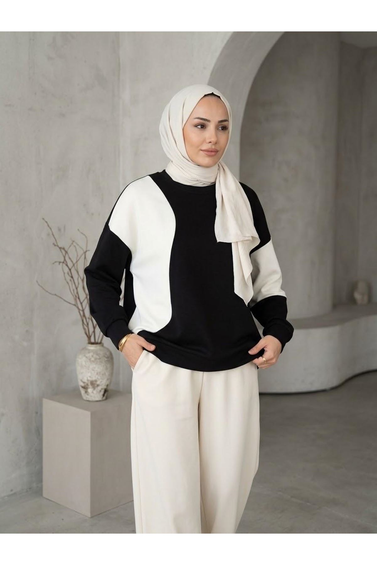 TUN06006-SYH Garnili Oysho Tunik-Siyah