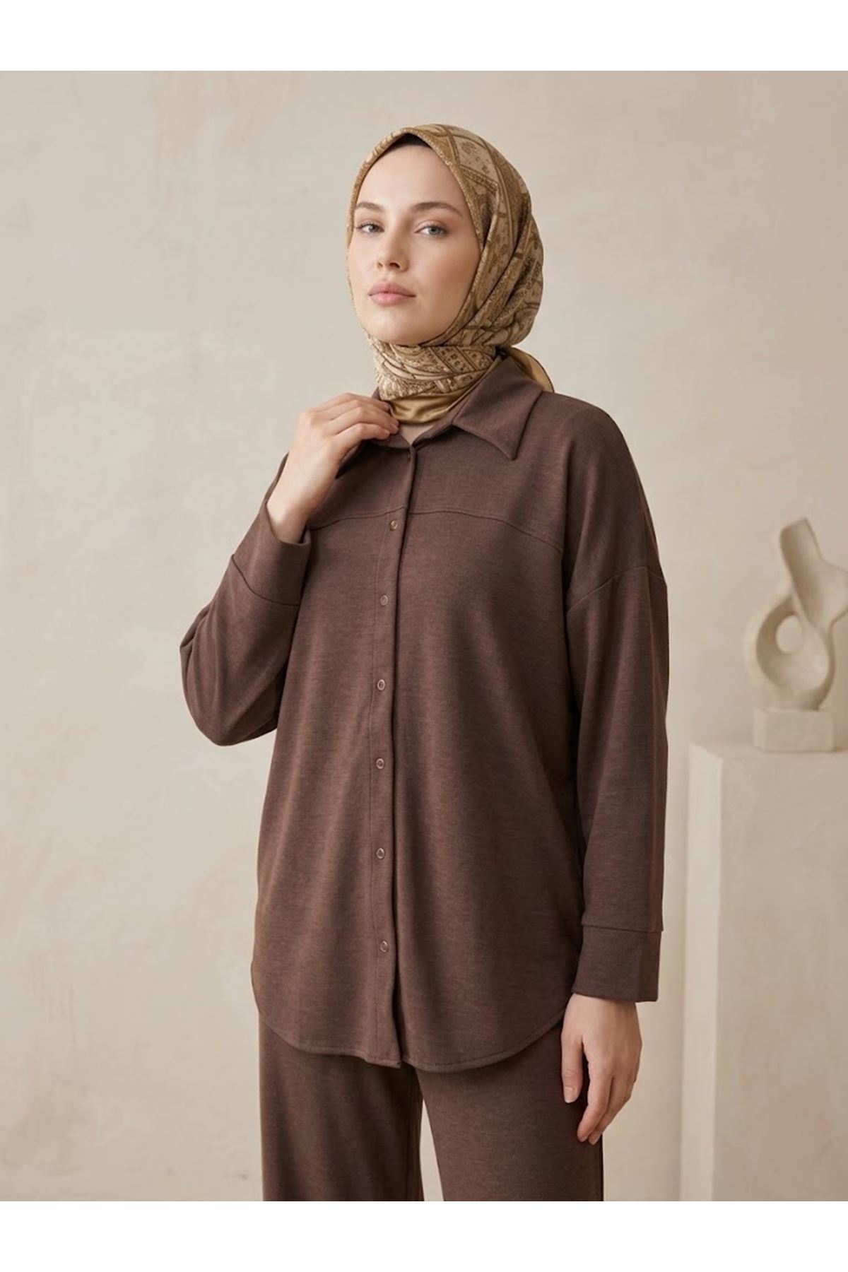 PİT00548-KHV Roba Detay Panolonlu Takım-Kahve