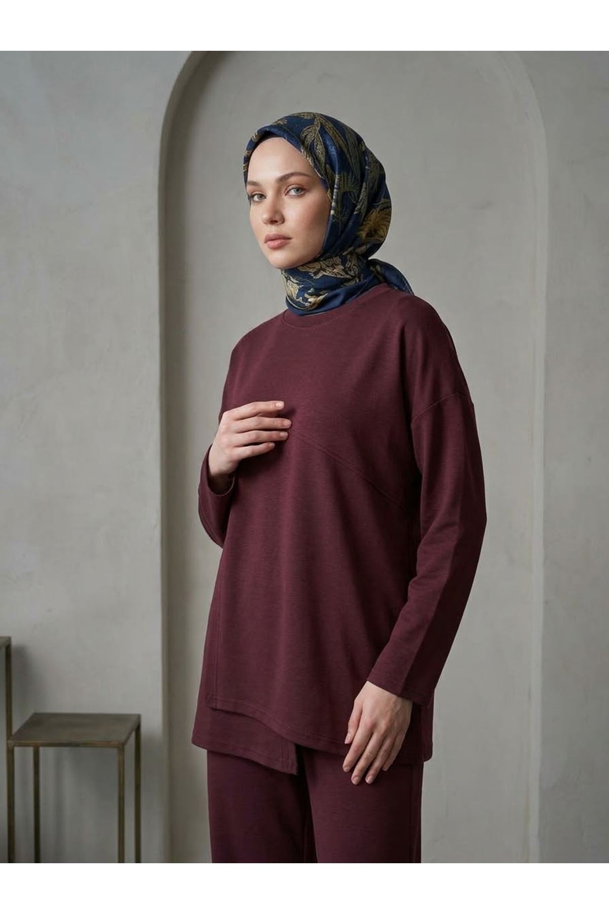 PİT00546-BRD Ön Hareket Detay Pantolonlu Takım-Bordo