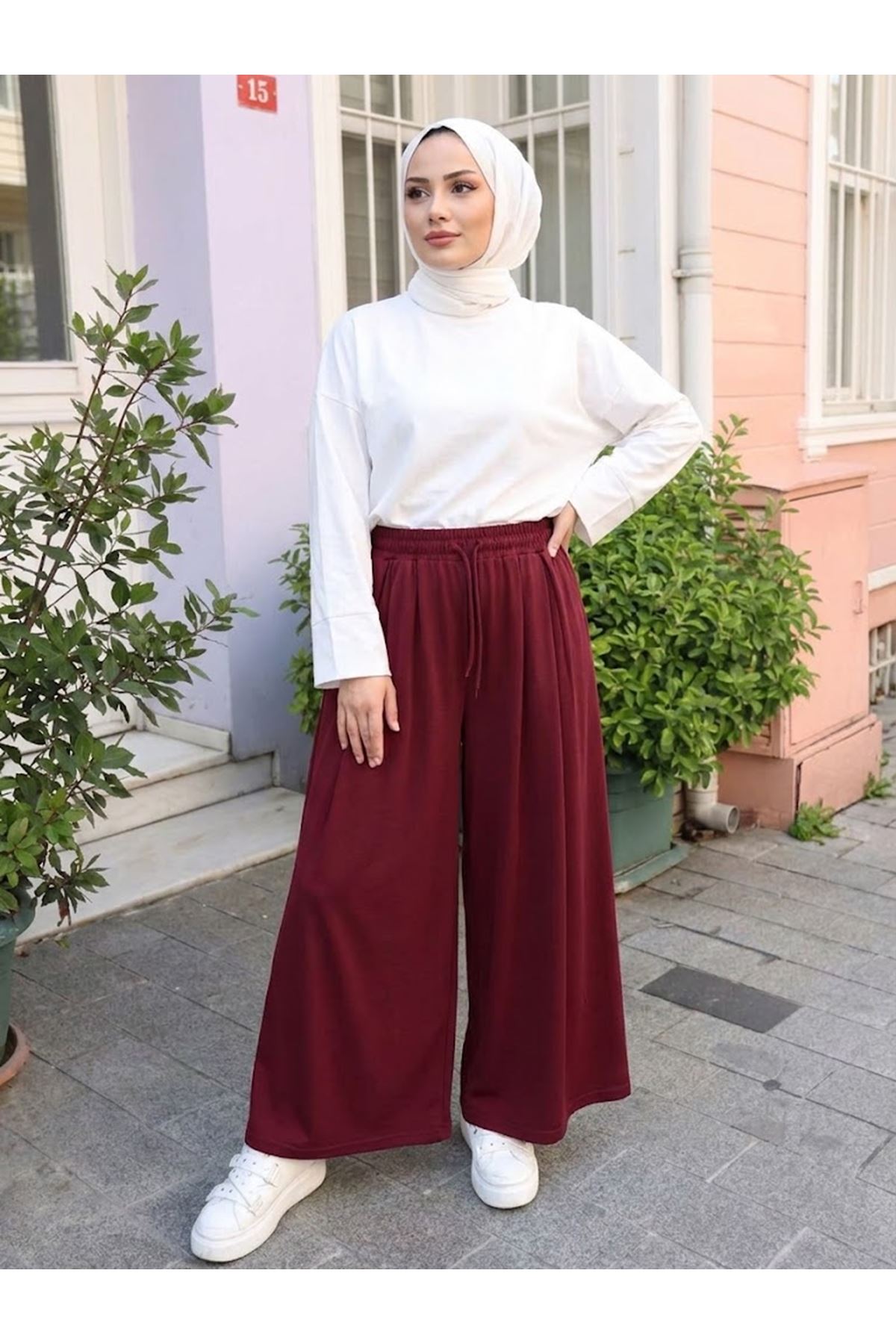 PNT01579-BRD Pileli Oysho Pantolon-Bordo