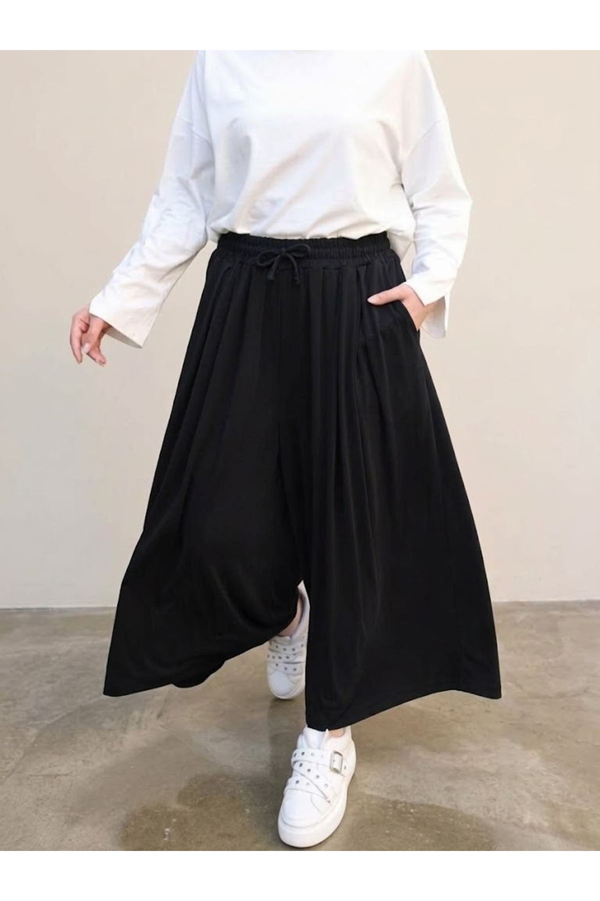 PNT01579-SYH Pileli Oysho Pantolon-Siyah