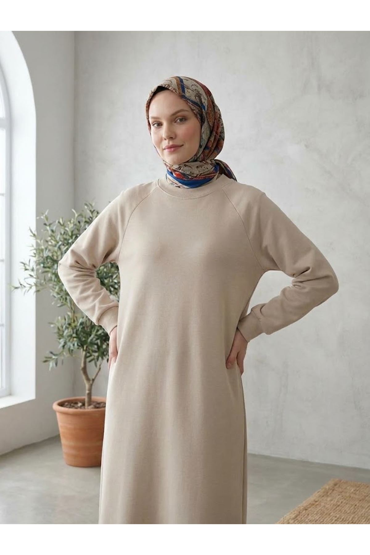 ELB04176-BEJ Reglan Kol Oysho Elbise-Bej