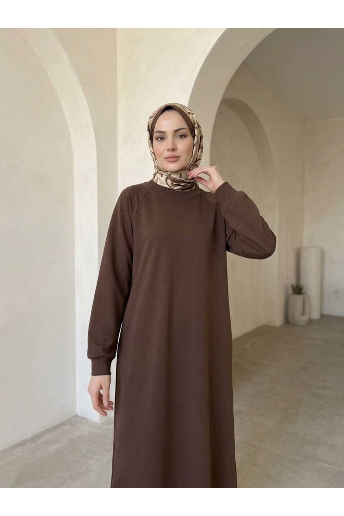 ELB04176-P102 Reglan Kol Oysho Elbise-Açık Kahve
