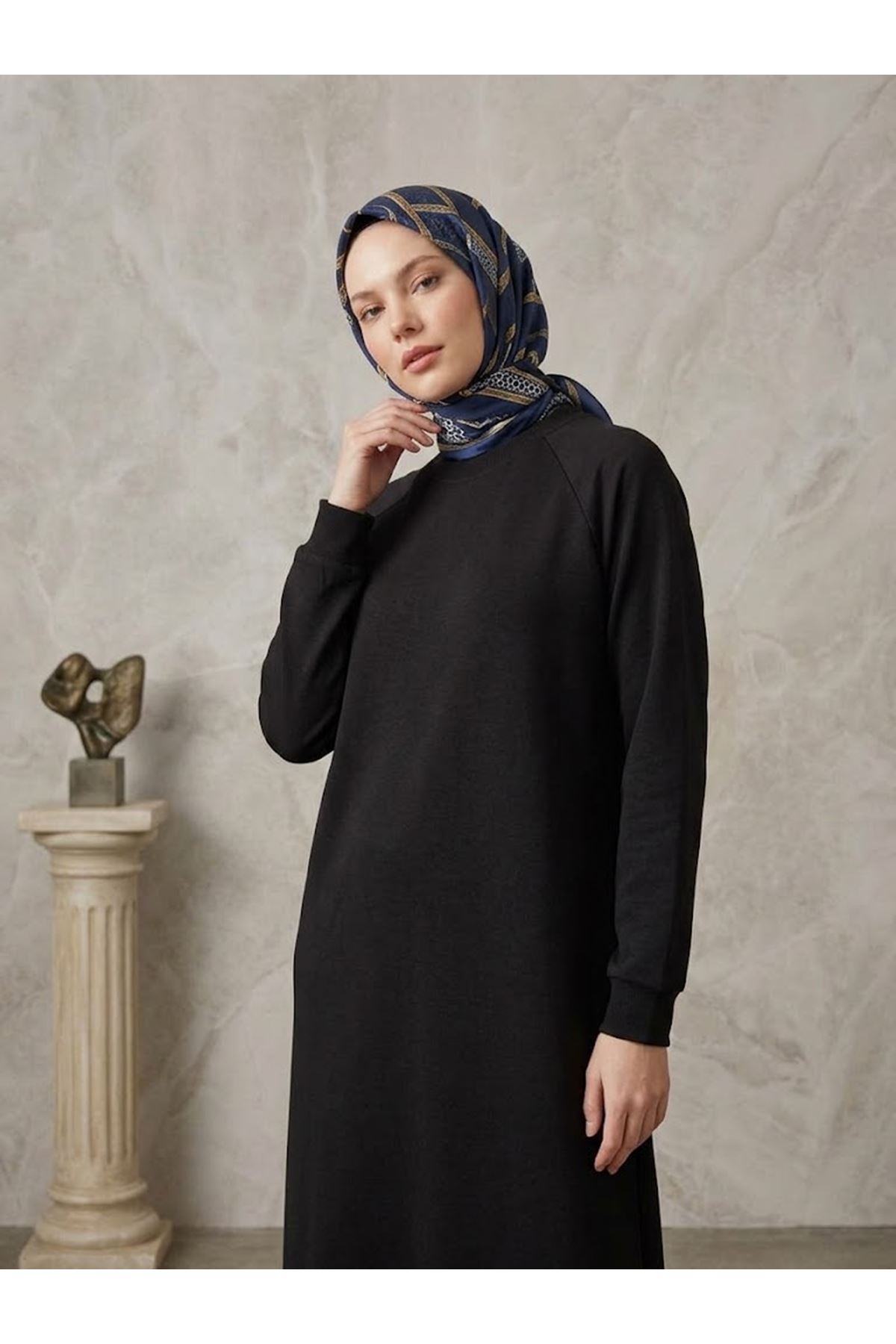ELB04176-SYH Reglan Kol Oysho Elbise-Siyah