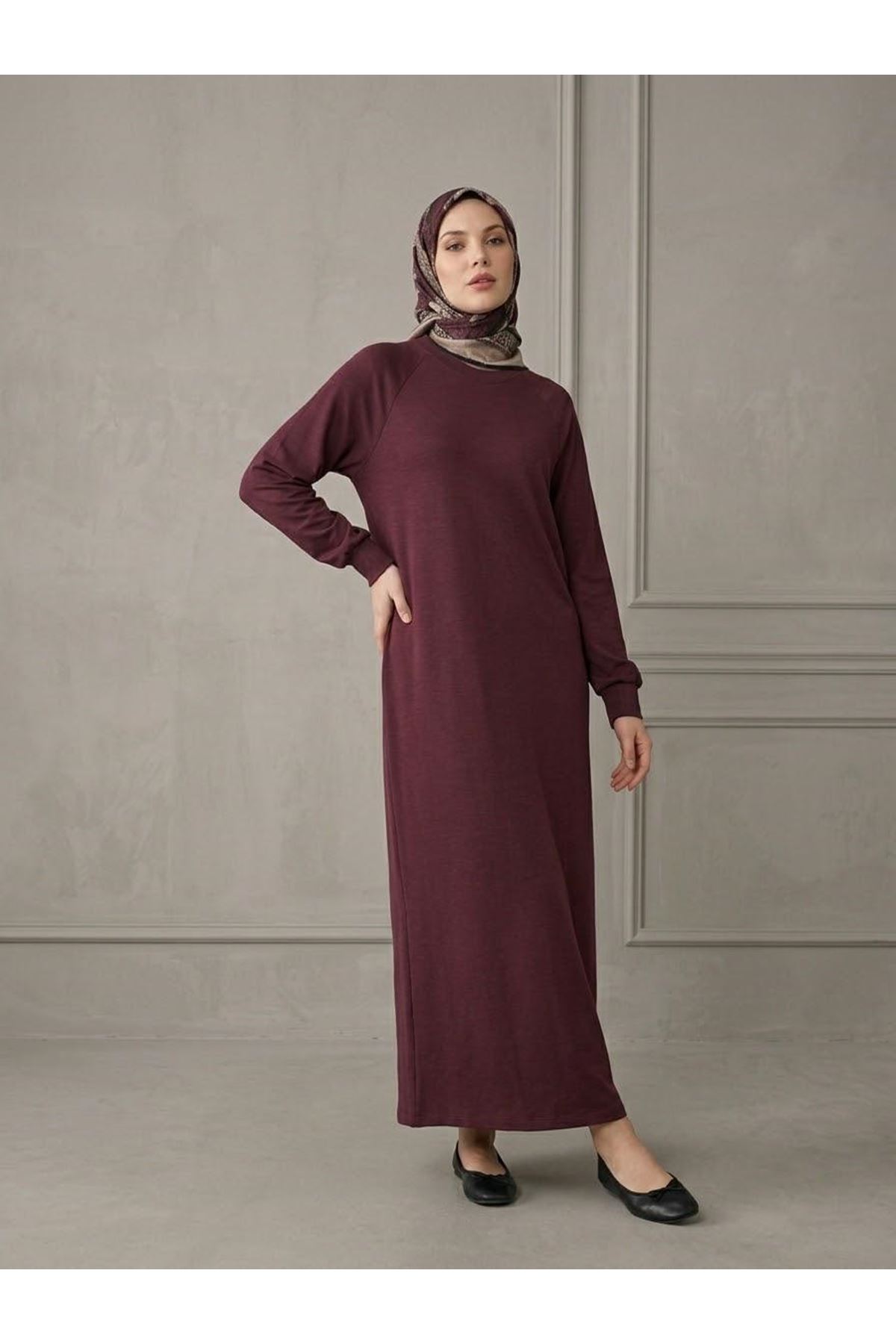 ELB04173-BRD Reglan Kol Pike Elbise-Bordo