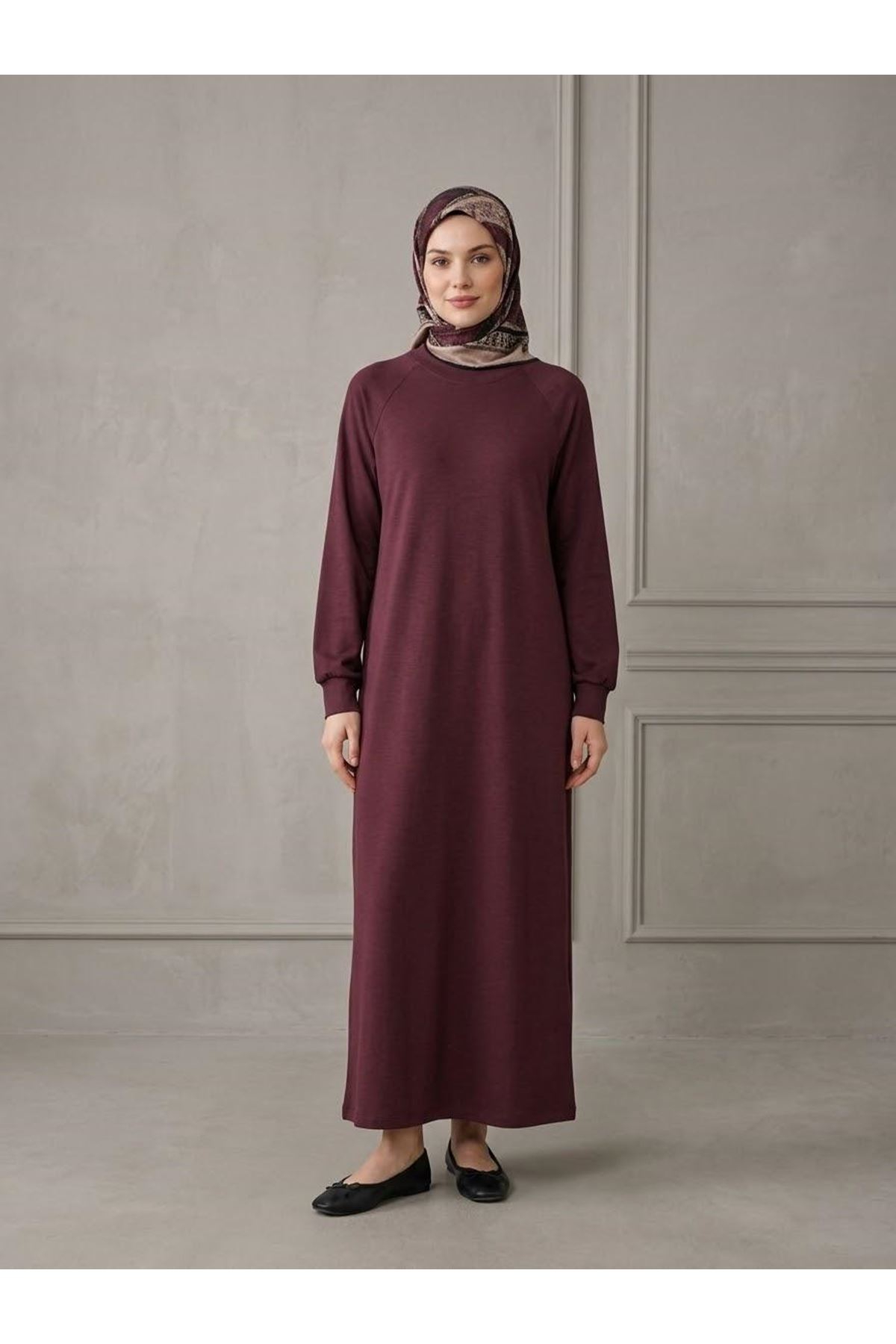 ELB04173-BRD Reglan Kol Pike Elbise-Bordo