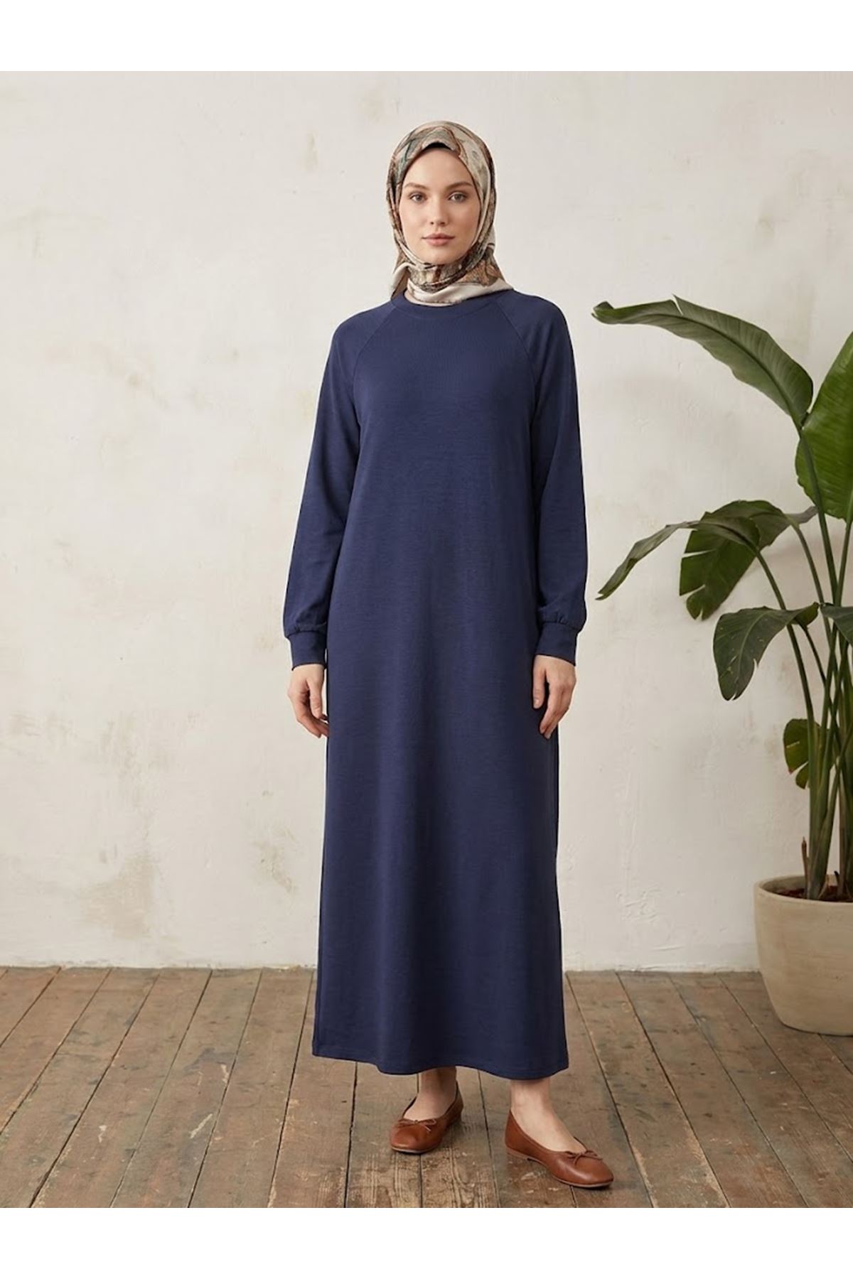 ELB04173-LCV Reglan Kol Pike Elbise-Lacivert