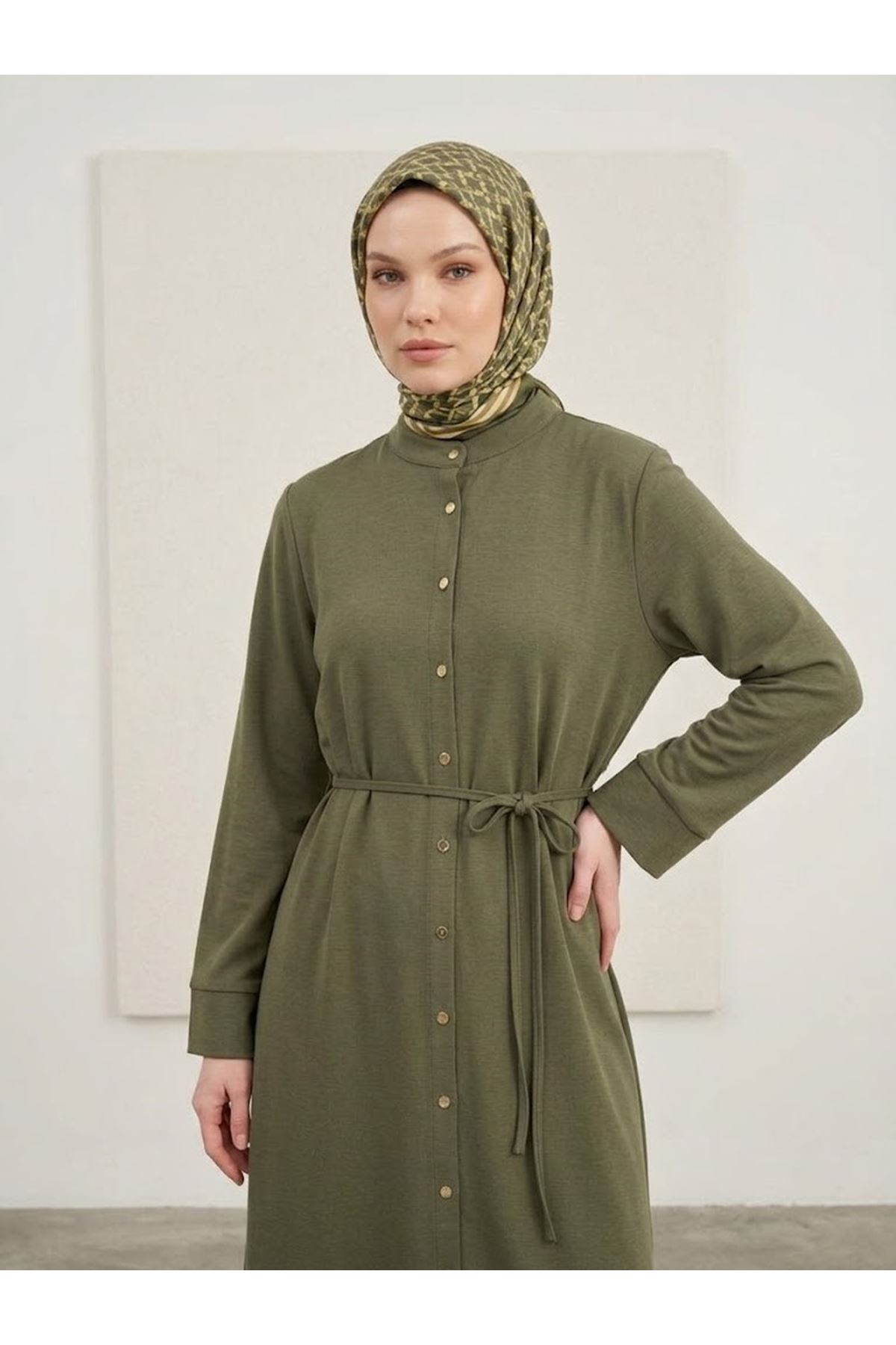 PİT00552-HKİ Hakim Yaka Pantolonlu Pike Takım-Haki
