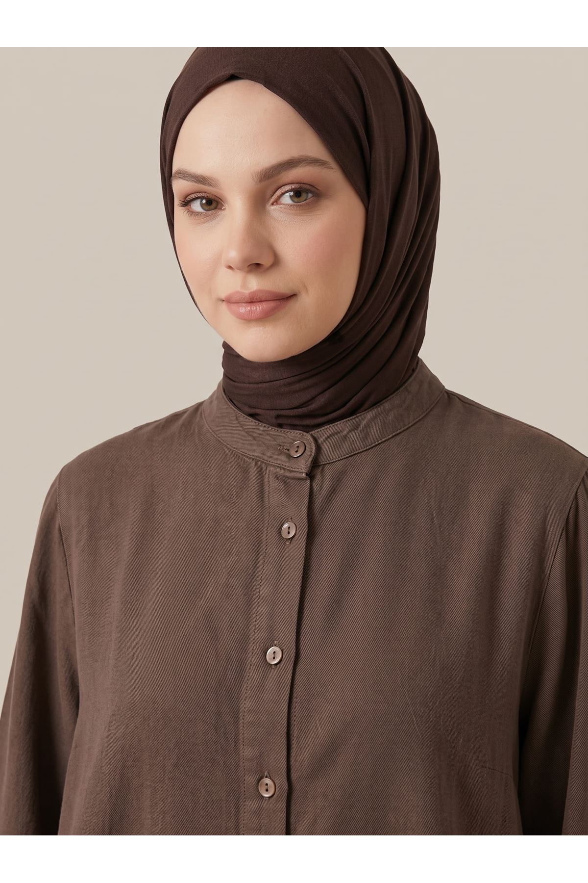 PİT00554-KHV Hakim Yaka Pantolonlu Takım-Kahve