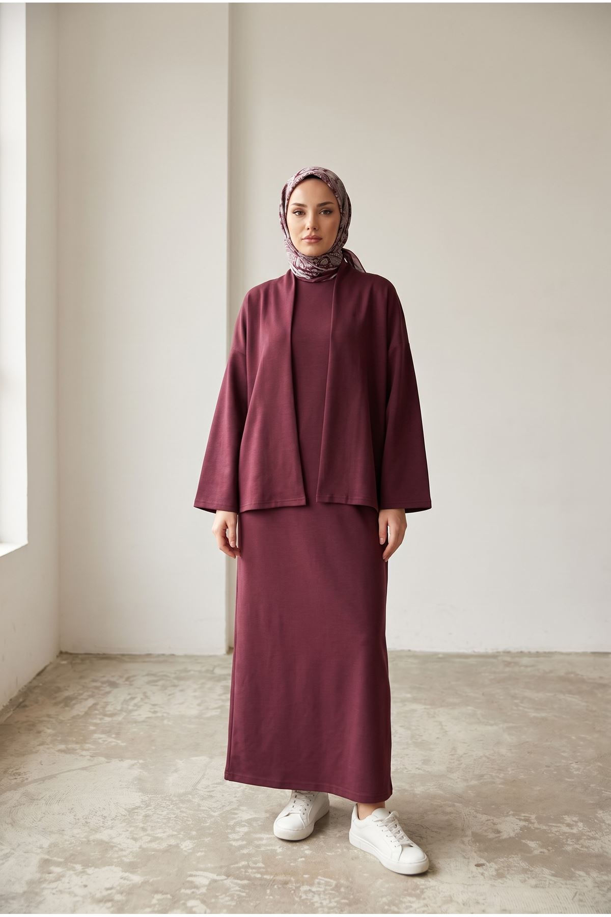 ELB04183-BRD Jileli ikili Pike Takım-Bordo