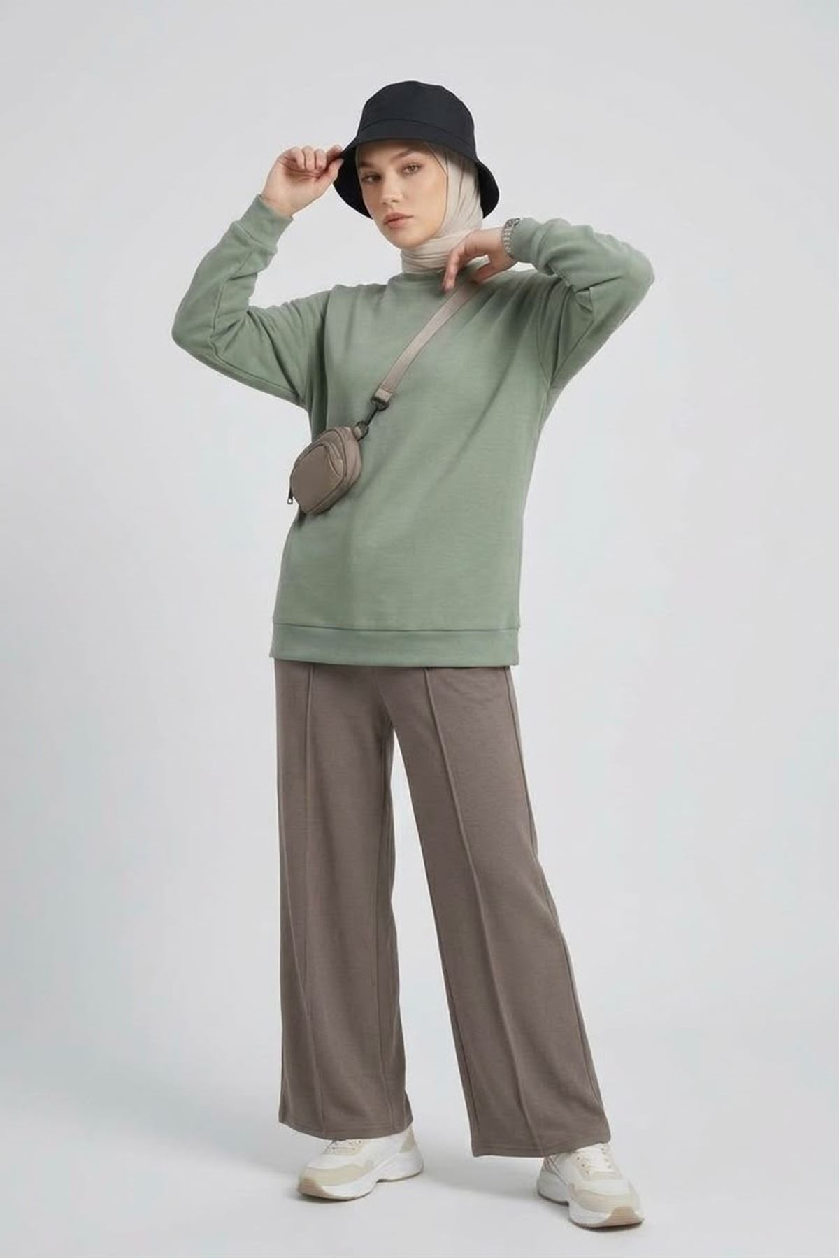 PNT01581-P102 Çımalı Pike Pantolon-Açık Kahve