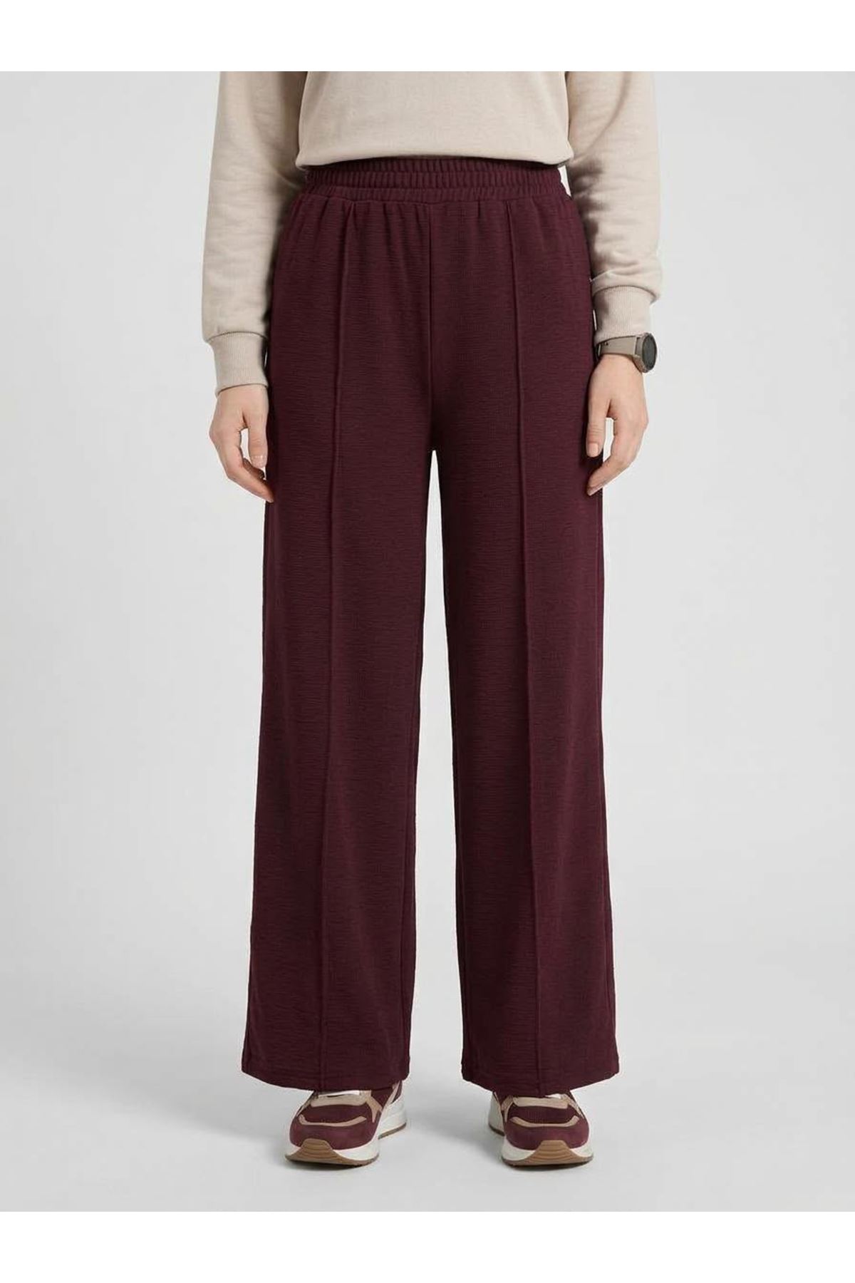 PNT01581-BRD Çımalı Pike Pantolon-Bordo