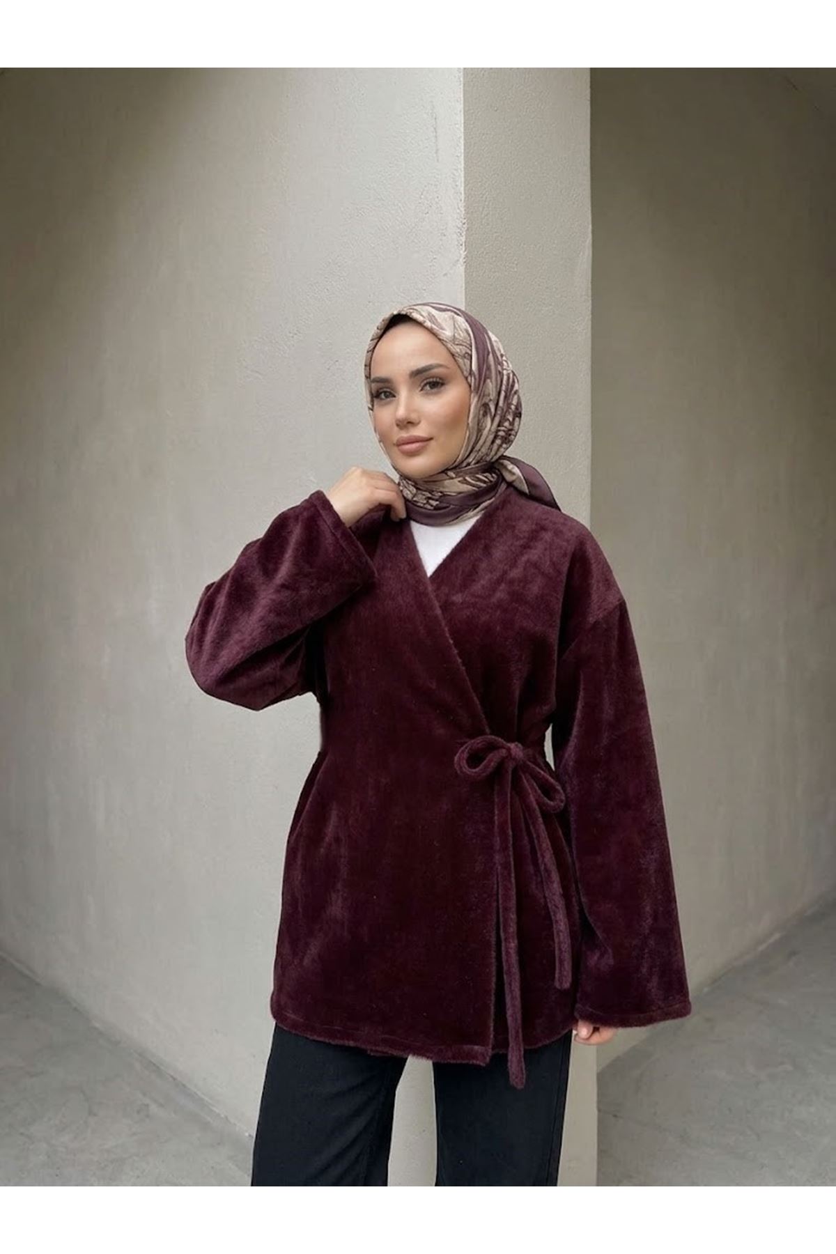 CKT01803-BRD Biye Detay Golden Fox Ceket-Bordo