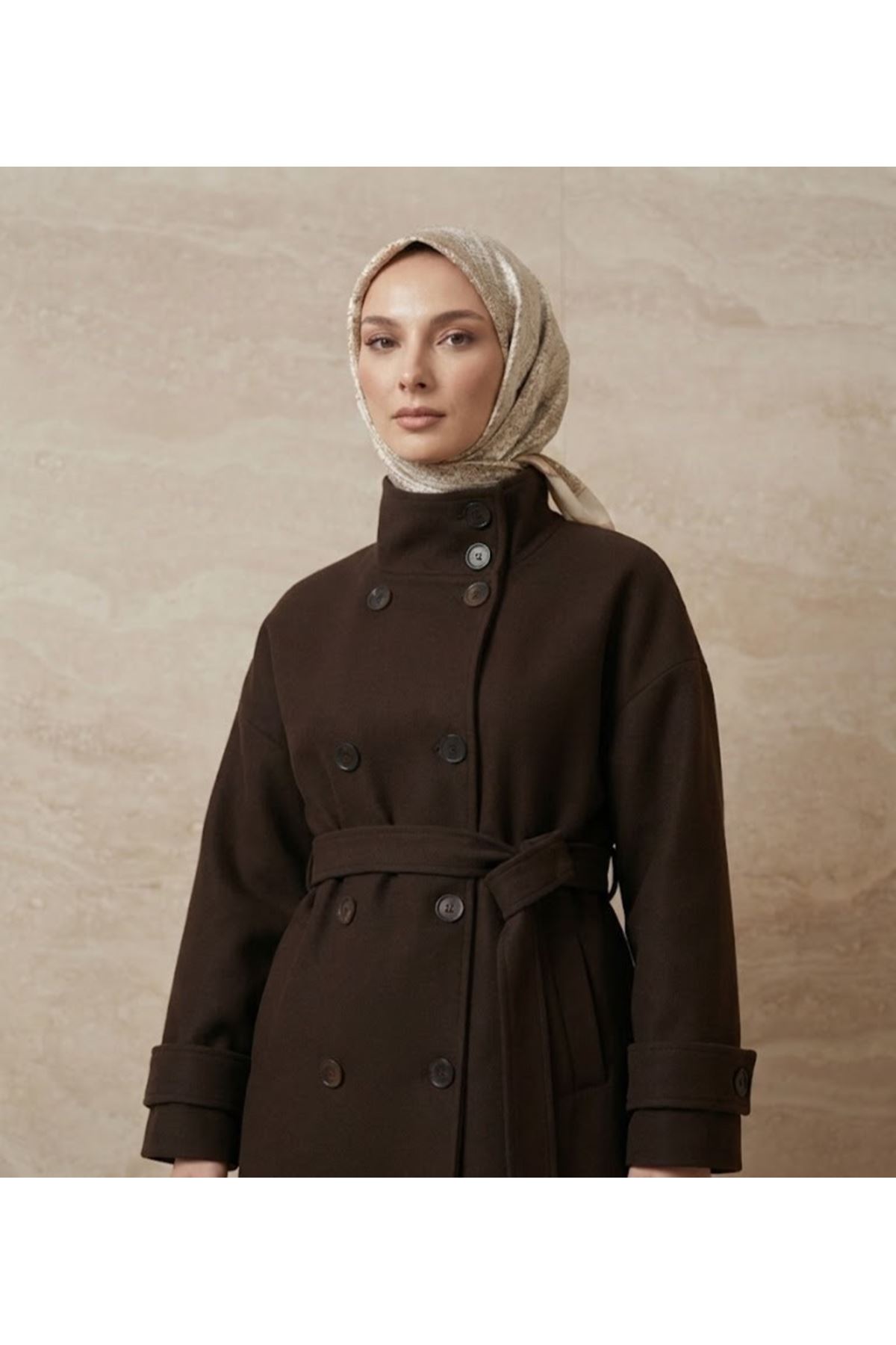 CKT01800-KHV Apoletli Kaşe Ceket-Kahve