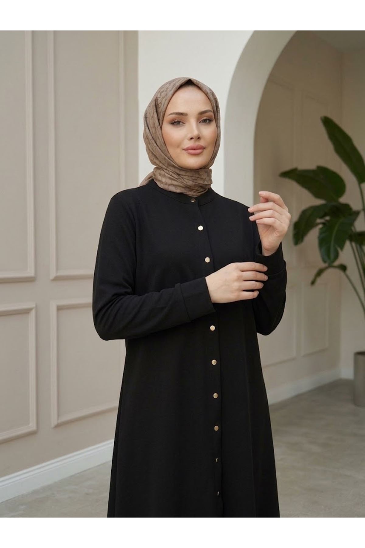 TUN06026-SYH Hakim Yaka  Uzun Oysh Tunik-Siyah