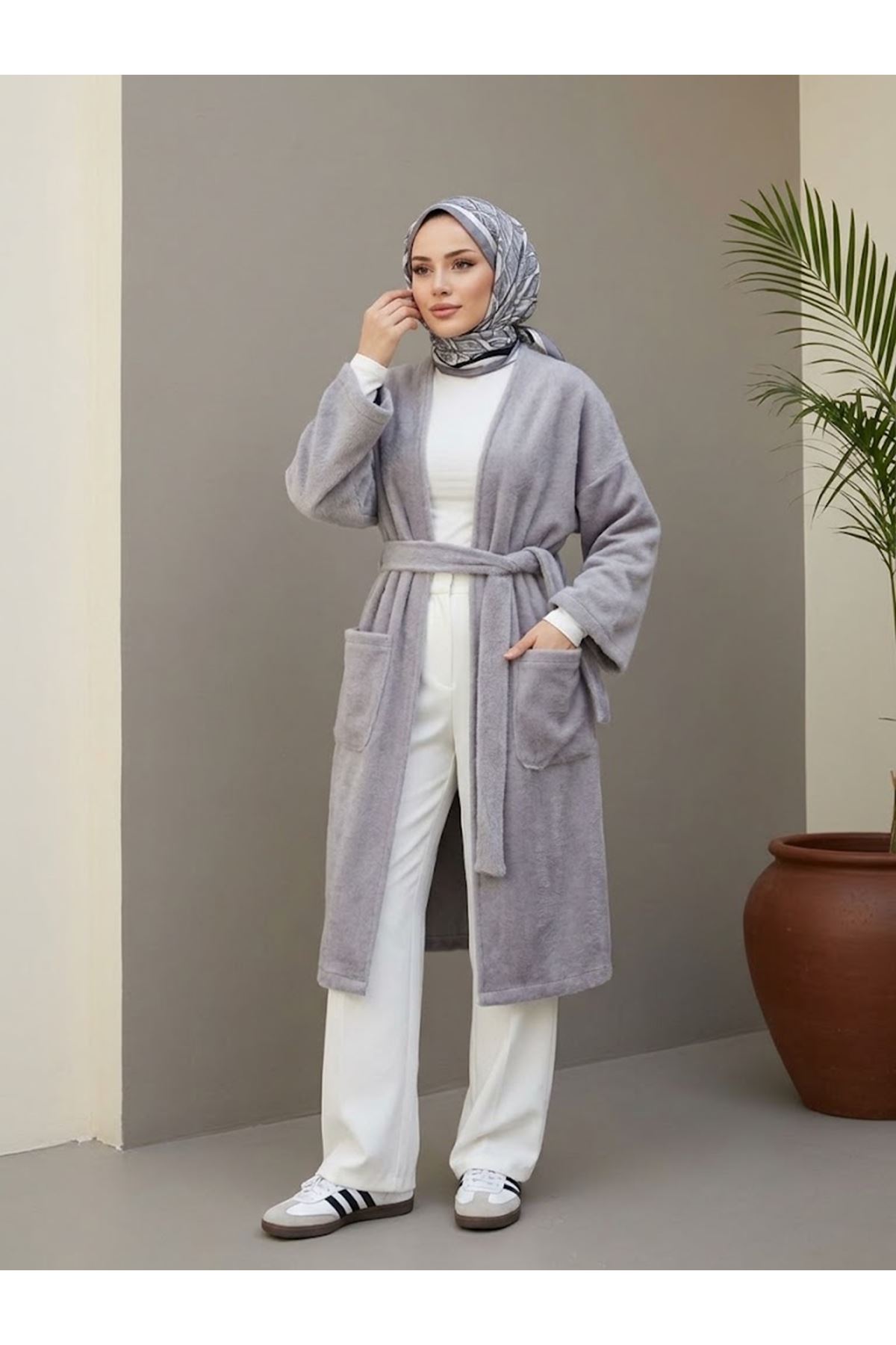 KBN00327-GRN Cep Detay Kemerli Golden Fox Kaban-Gri