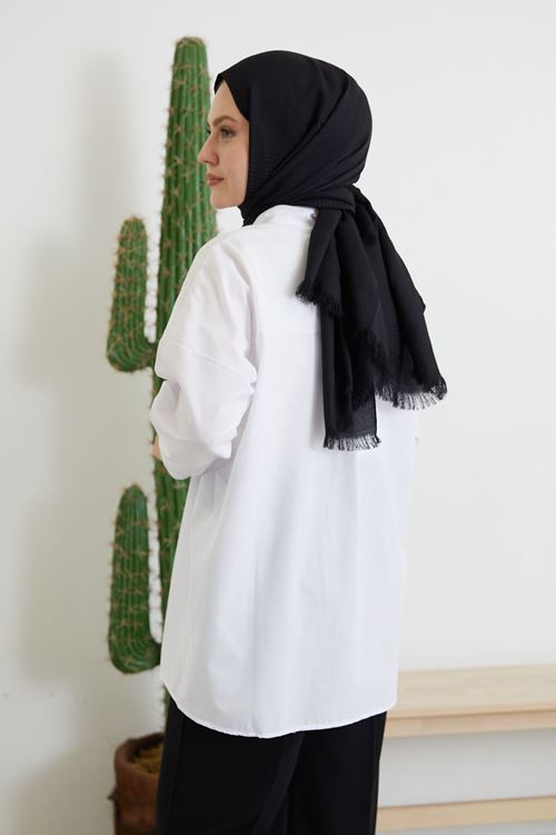 GLK00198-BYZ Düğmeli Poplin Gömlek-Beyaz