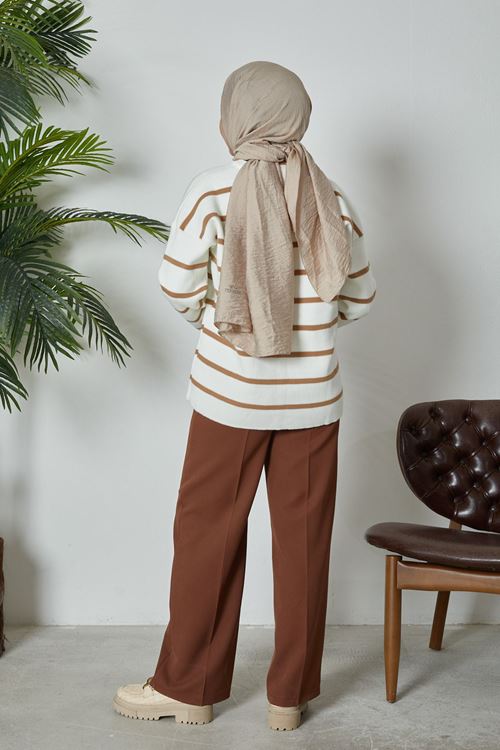 PNT00018-08 Retro Palazzo Pantolon-Kahve