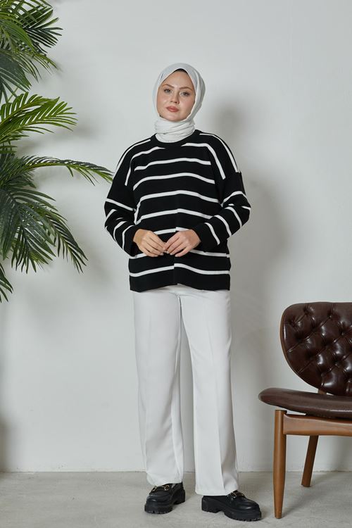 PNT00018-25 Retro Palazzo Pantolon-Ekru