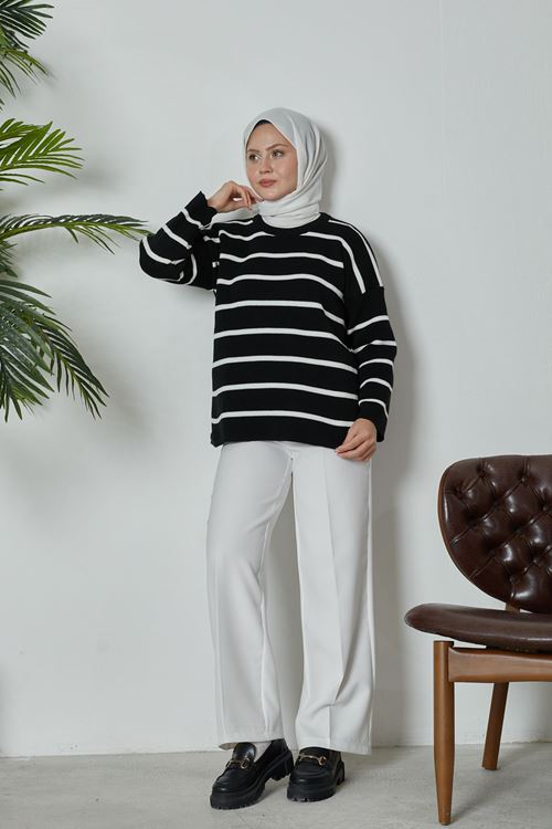 PNT00018-25 Retro Palazzo Pantolon-Ekru