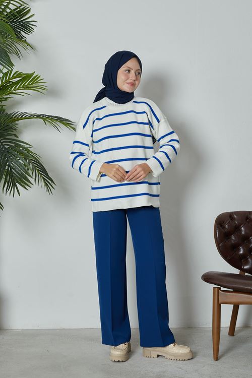 PNT00018-35 Retro Palazzo Pantolon-İndigo