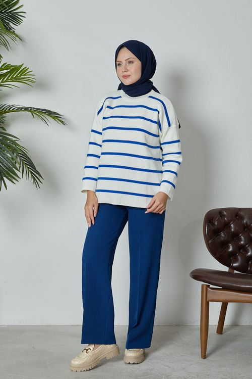 PNT00018-35 Retro Palazzo Pantolon-İndigo