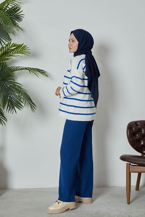 PNT00018-35 Retro Palazzo Pantolon-İndigo