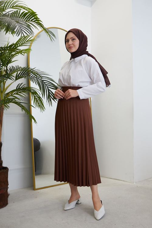 MOE02980-KHV Atlas Piliseli Etek-Kahve