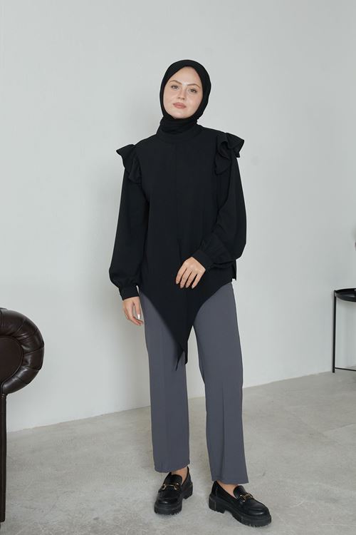 PNT01509-GRN Düğmeli Pantolon-Gri