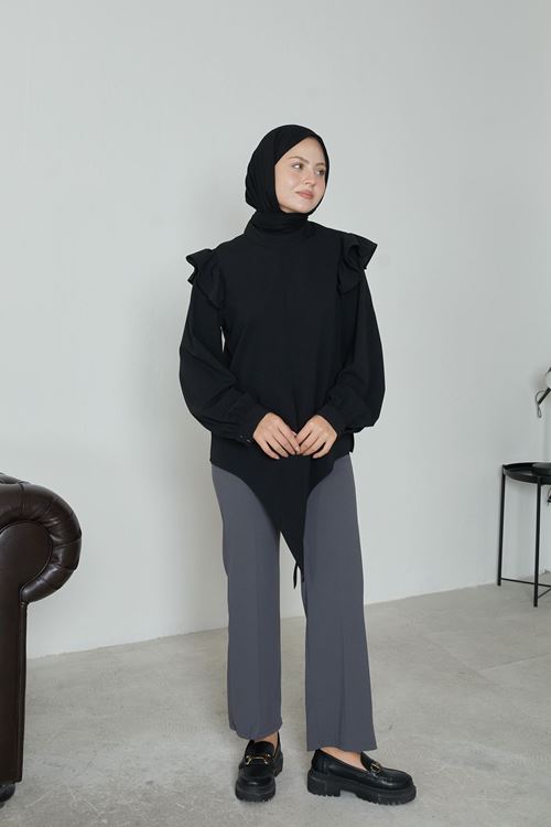 PNT01509-GRN Düğmeli Pantolon-Gri