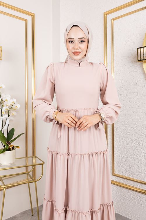 ELB04068-PDR Kat Kat Bible Elbise-Pudra