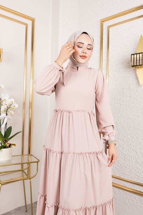 ELB04068-PDR Kat Kat Bible Elbise-Pudra