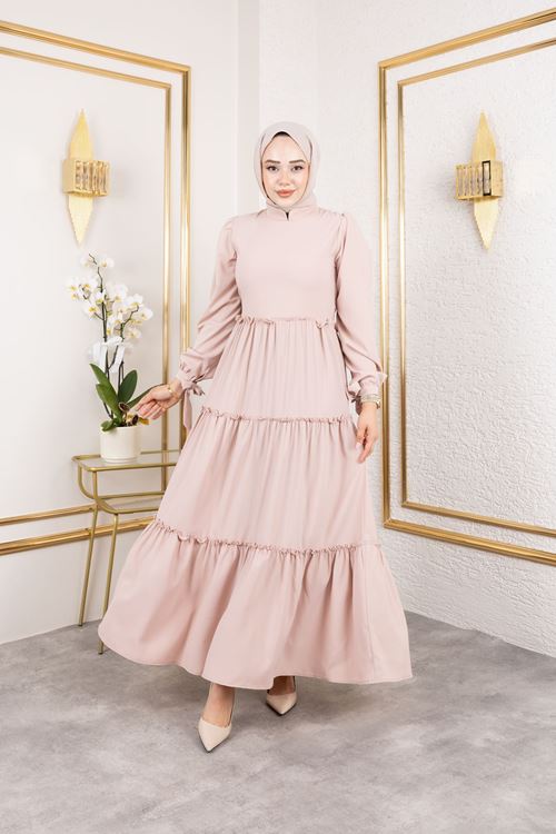 ELB04068-PDR Kat Kat Bible Elbise-Pudra